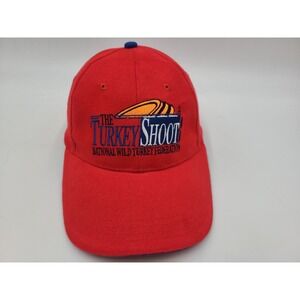 Vintage National Wild Turkey Federation NWTF Turkey Shoot Strapback Hat Cap Red